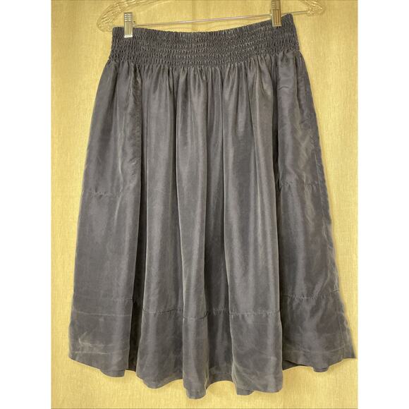 Talbots Dresses & Skirts - Talbots Small 100% Silk Midi Smocked Waist Navy Skirt-Preppy/Capsule/Has Pockets